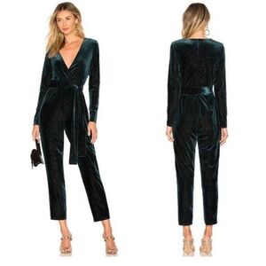 COPY - Lovers & Friends Forest Green (sparkles) velvet jumpsuit. Size small